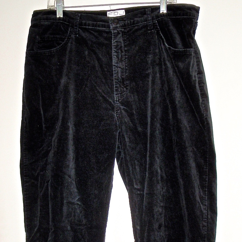 FRENCH DRESSING FDJ WOMEN'S VELOUR STRETCH BLACK PANTS SIZE 16